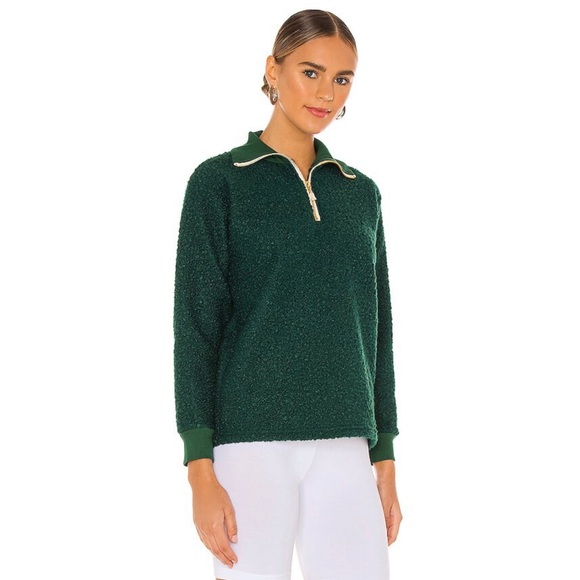 DONNI. Curly Half Zip Pullover in Green S - Picture 2 of 9